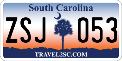 SC license plate ZSJ053