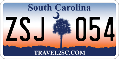 SC license plate ZSJ054