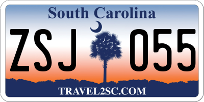 SC license plate ZSJ055