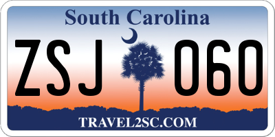 SC license plate ZSJ060