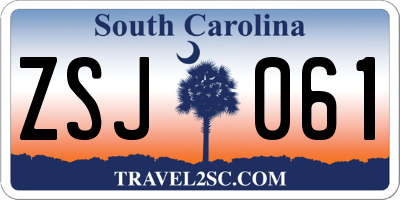 SC license plate ZSJ061
