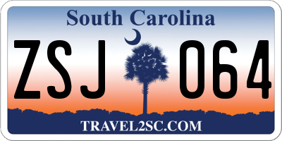 SC license plate ZSJ064