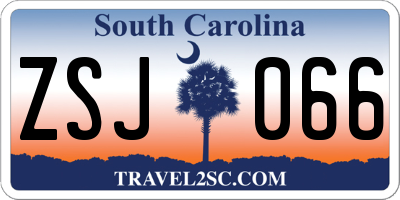 SC license plate ZSJ066