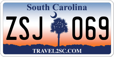 SC license plate ZSJ069