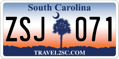 SC license plate ZSJ071