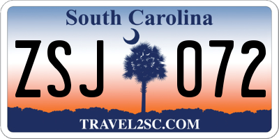 SC license plate ZSJ072
