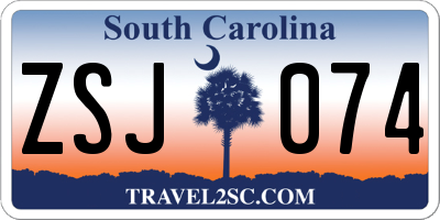 SC license plate ZSJ074