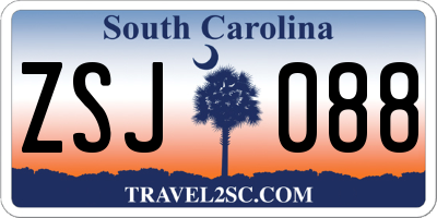 SC license plate ZSJ088