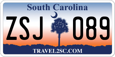 SC license plate ZSJ089