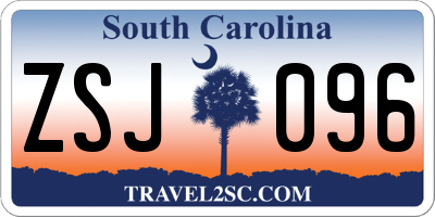 SC license plate ZSJ096