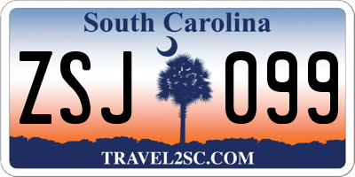 SC license plate ZSJ099