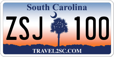 SC license plate ZSJ100