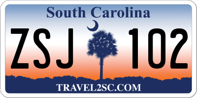SC license plate ZSJ102