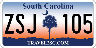 SC license plate ZSJ105