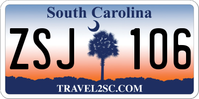 SC license plate ZSJ106