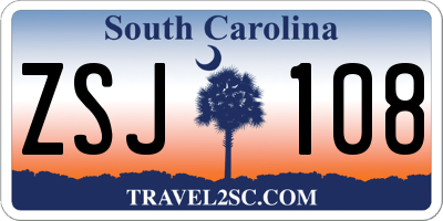 SC license plate ZSJ108
