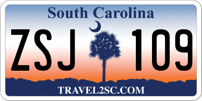 SC license plate ZSJ109