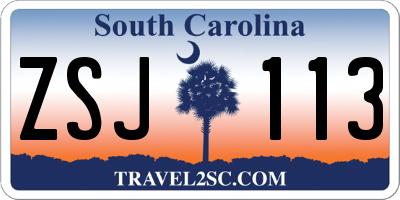 SC license plate ZSJ113