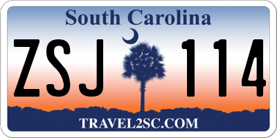 SC license plate ZSJ114