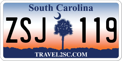 SC license plate ZSJ119