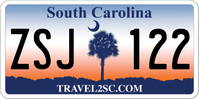 SC license plate ZSJ122