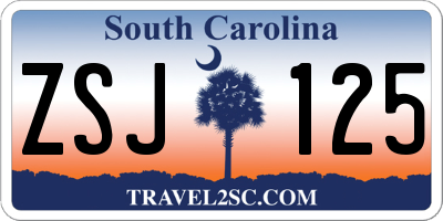 SC license plate ZSJ125