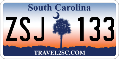 SC license plate ZSJ133