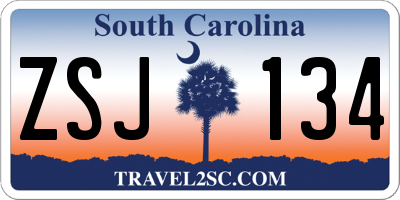 SC license plate ZSJ134