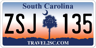 SC license plate ZSJ135