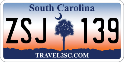 SC license plate ZSJ139