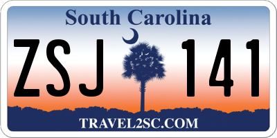 SC license plate ZSJ141