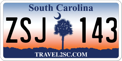 SC license plate ZSJ143