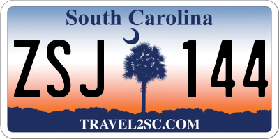 SC license plate ZSJ144