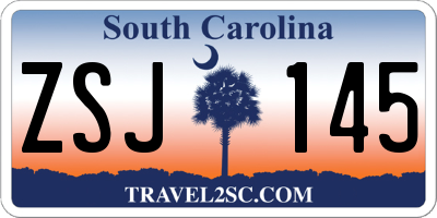 SC license plate ZSJ145