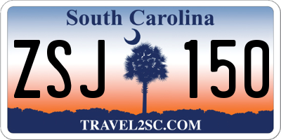 SC license plate ZSJ150