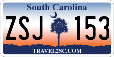 SC license plate ZSJ153