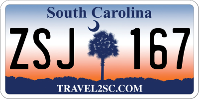 SC license plate ZSJ167