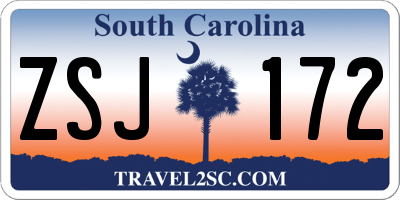 SC license plate ZSJ172