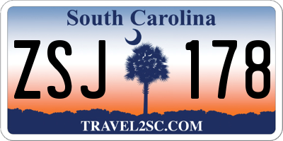 SC license plate ZSJ178
