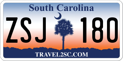 SC license plate ZSJ180