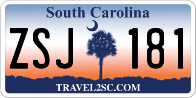 SC license plate ZSJ181