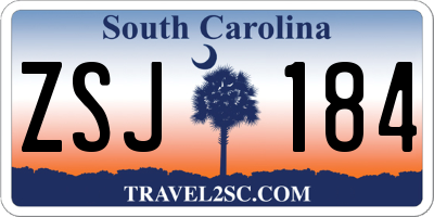 SC license plate ZSJ184