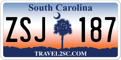 SC license plate ZSJ187