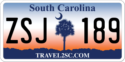 SC license plate ZSJ189