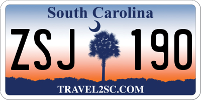 SC license plate ZSJ190