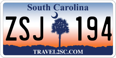 SC license plate ZSJ194