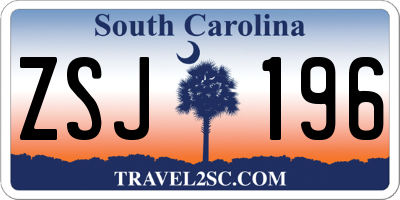 SC license plate ZSJ196