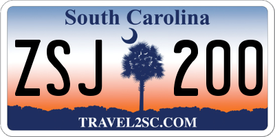 SC license plate ZSJ200