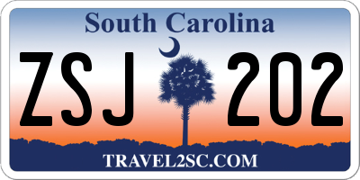 SC license plate ZSJ202