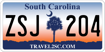 SC license plate ZSJ204